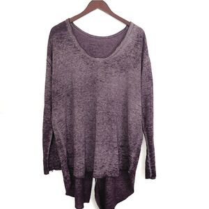 Free People Burn out Split Back Top Purple Medium Longsleeve
